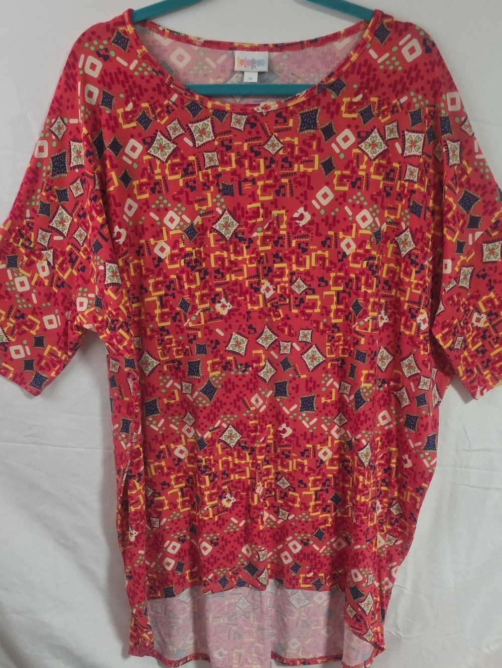 LuLaRoe Irma Red Geometric & Tile Print Tunic
